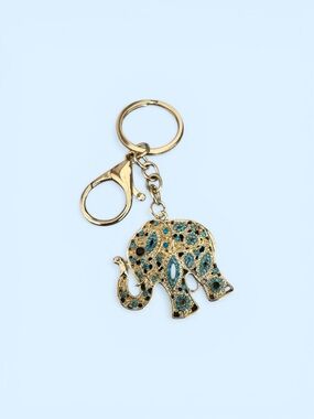 Blue Elephant Keychainand Black Accents